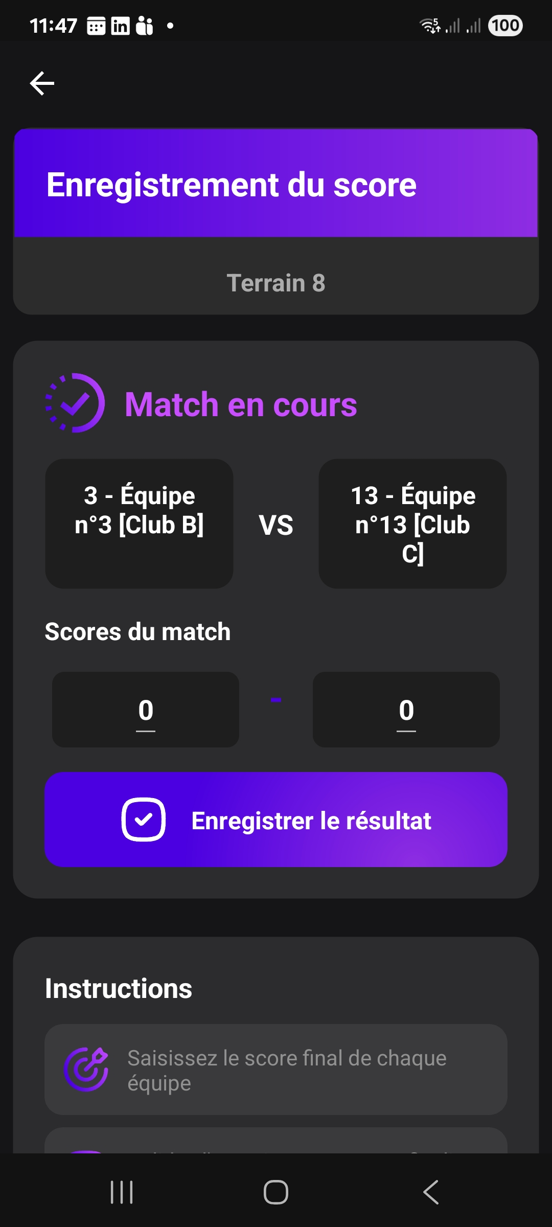 Validation du score
