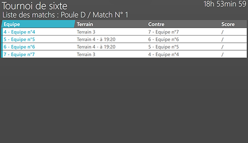 Affichage dynamque des matchs