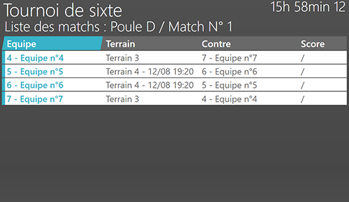 Affichage dynamque des matchs