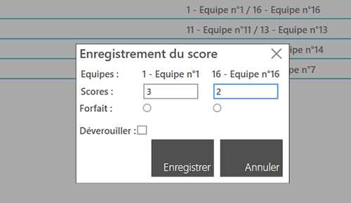 Saisie des scores de basket